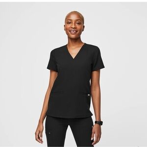 Figs Casma Three-Pocket Scrub Top Black Size S PO1601 PO1616